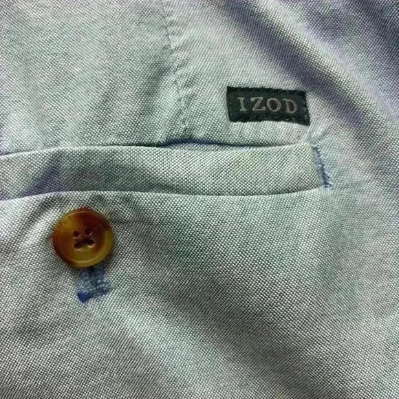 Men's IZOD Shorts Washed Chino Chambray Light Blue 36” Waist 10” Inseam - Picture 4 of 8